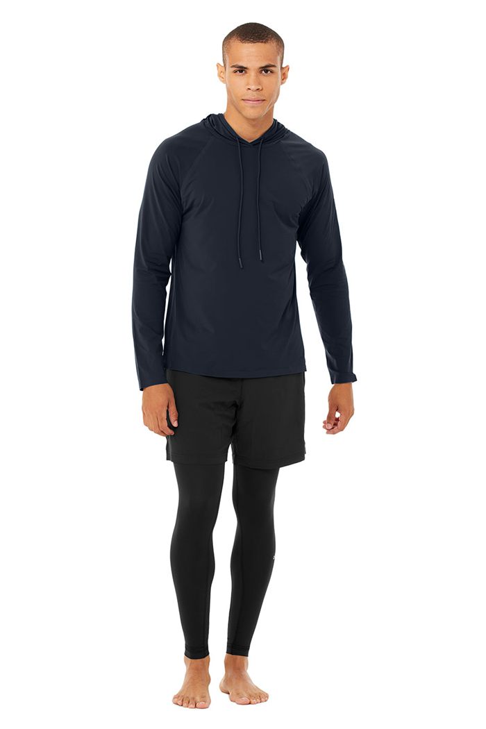 Sudadera Con Capucha Alo Yoga Idol Encapuchado Runner Hombre Azul Marino | 637284KYD