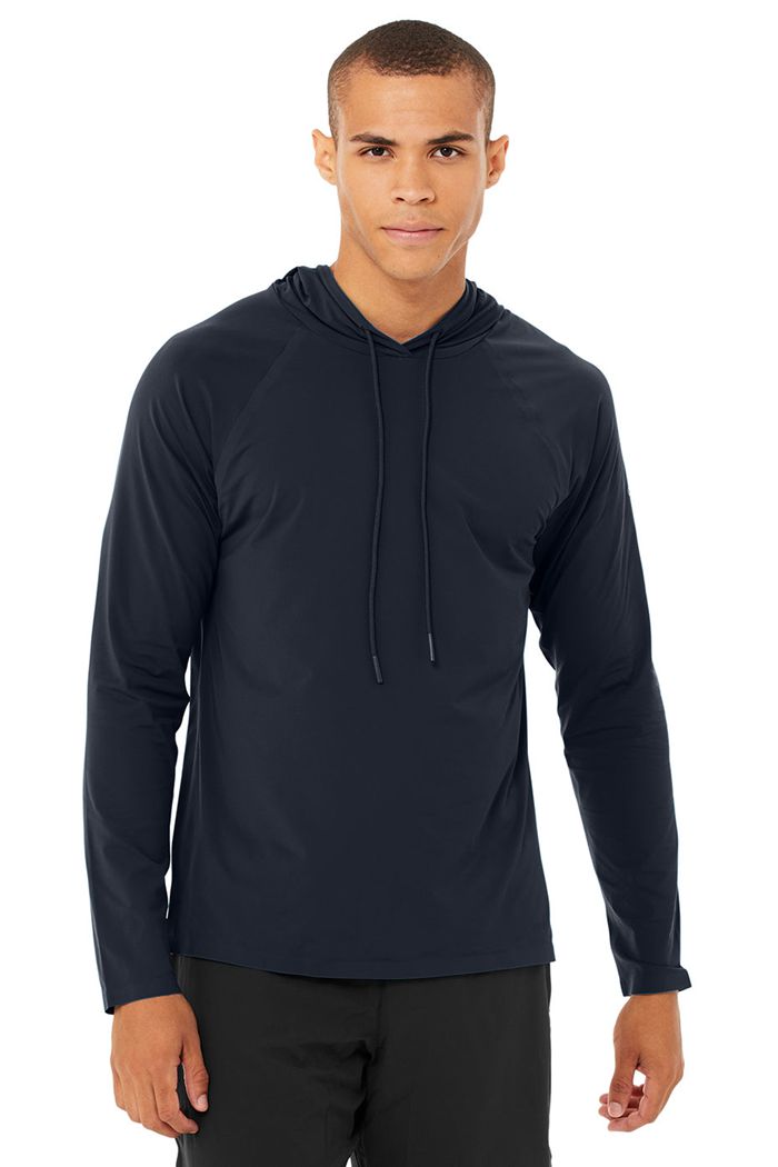 Sudadera Con Capucha Alo Yoga Idol Encapuchado Runner Hombre Azul Marino | 637284KYD