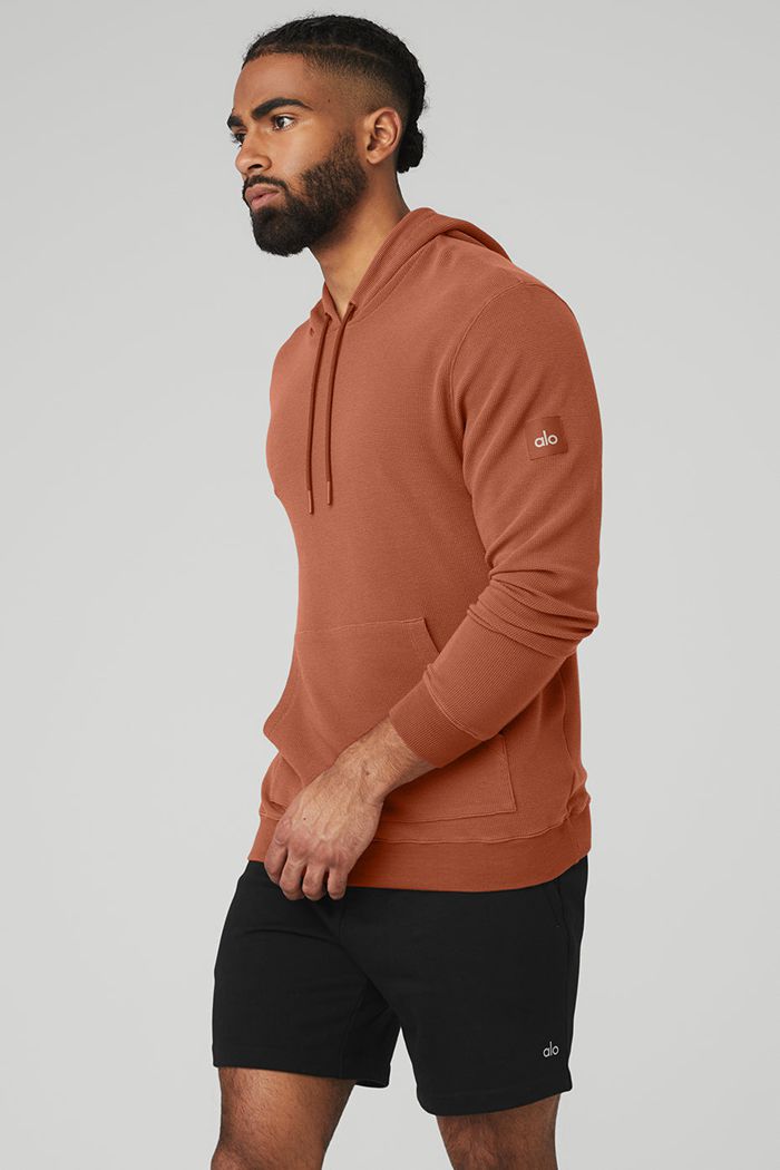 Sudadera Con Capucha Alo Yoga Micro Waffle Fast Break Hombre Rojos | 018453KPG