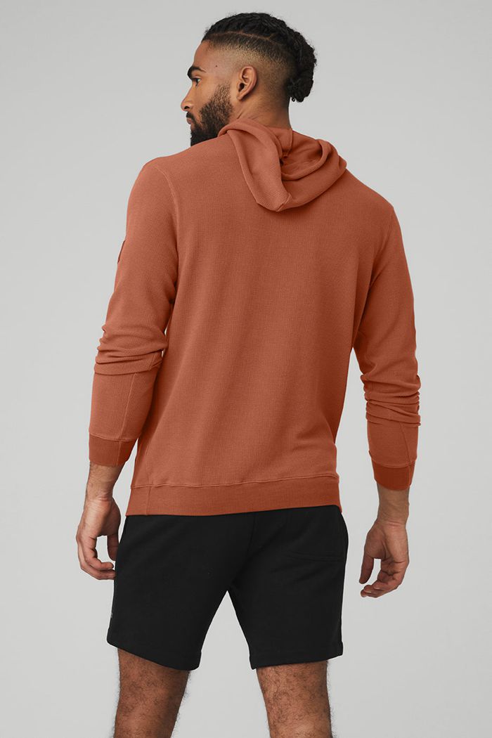 Sudadera Con Capucha Alo Yoga Micro Waffle Fast Break Hombre Rojos | 018453KPG