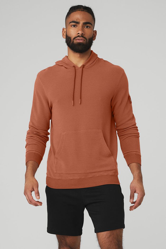 Sudadera Con Capucha Alo Yoga Micro Waffle Fast Break Hombre Rojos | 018453KPG