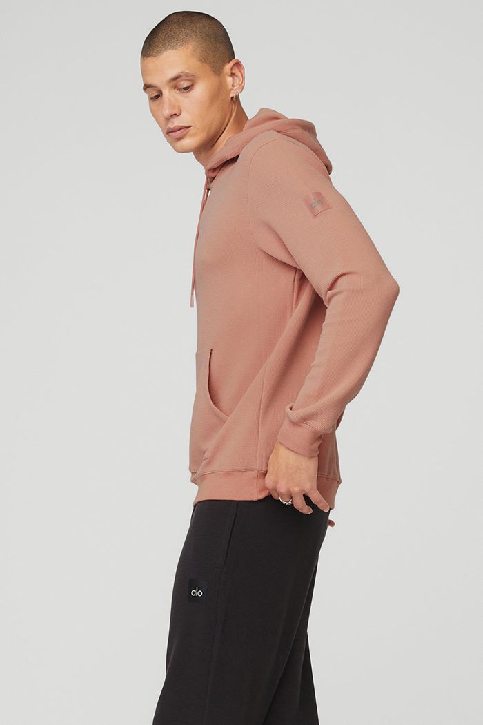 Sudadera Con Capucha Alo Yoga Micro Waffle Fast Break Hombre Rosas | 649132GQK