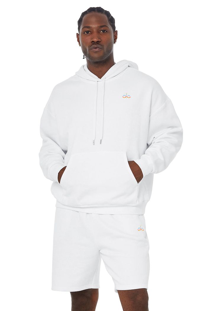 Sudadera Con Capucha Alo Yoga Pride Accolade Hombre Blancos | 947108XCW