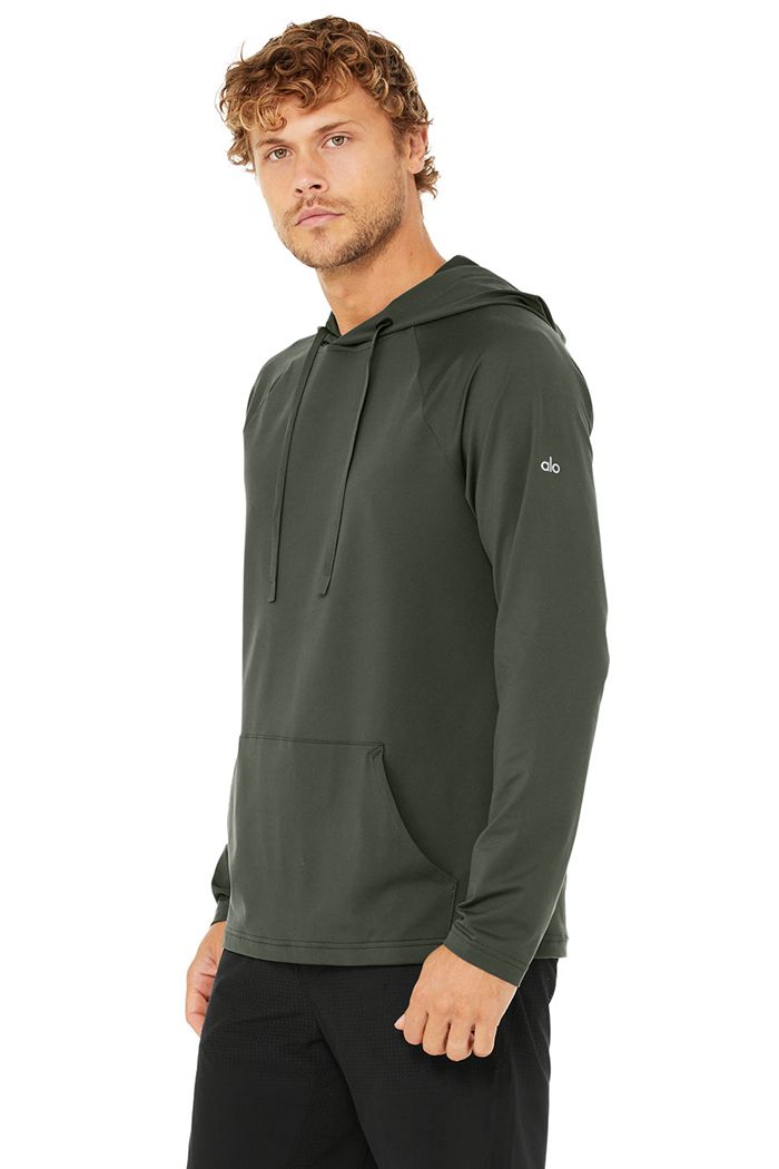 Sudadera Con Capucha Alo Yoga The Conquer Hombre Verdes Oscuro | 251083GTI