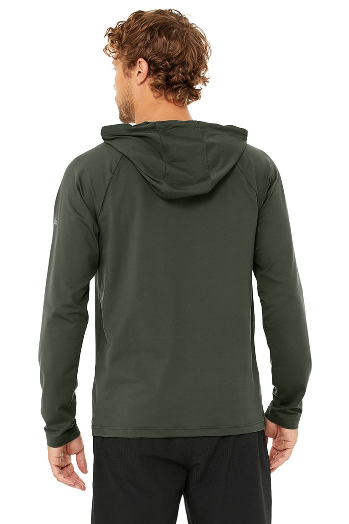 Sudadera Con Capucha Alo Yoga The Conquer Hombre Verdes Oscuro | 251083GTI