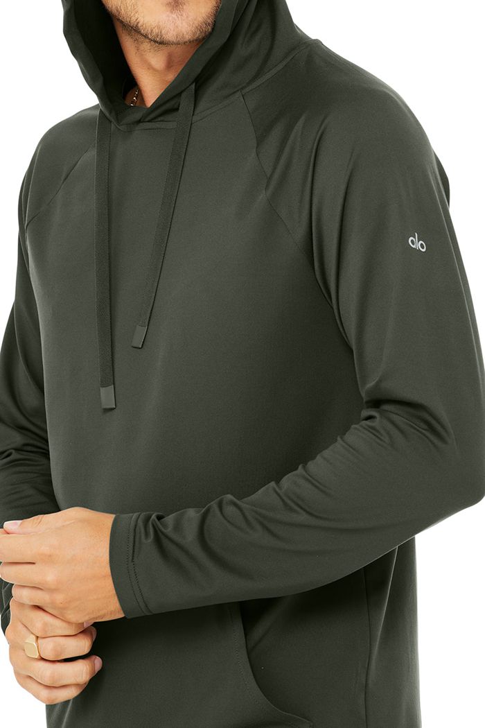 Sudadera Con Capucha Alo Yoga The Conquer Hombre Verdes Oscuro | 251083GTI