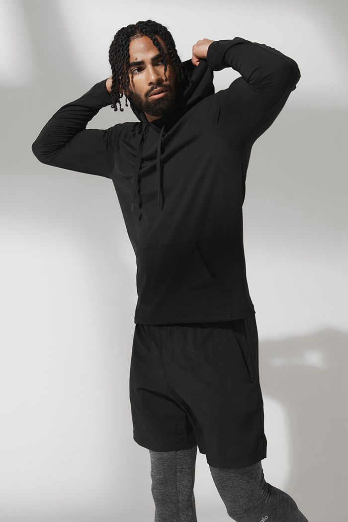 Sudadera Con Capucha Alo Yoga The Conquer Hombre Negros | 567108RJU