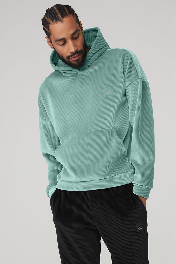 Sudadera Con Capucha Alo Yoga Velour Baller Hombre Azules | 734612IOV