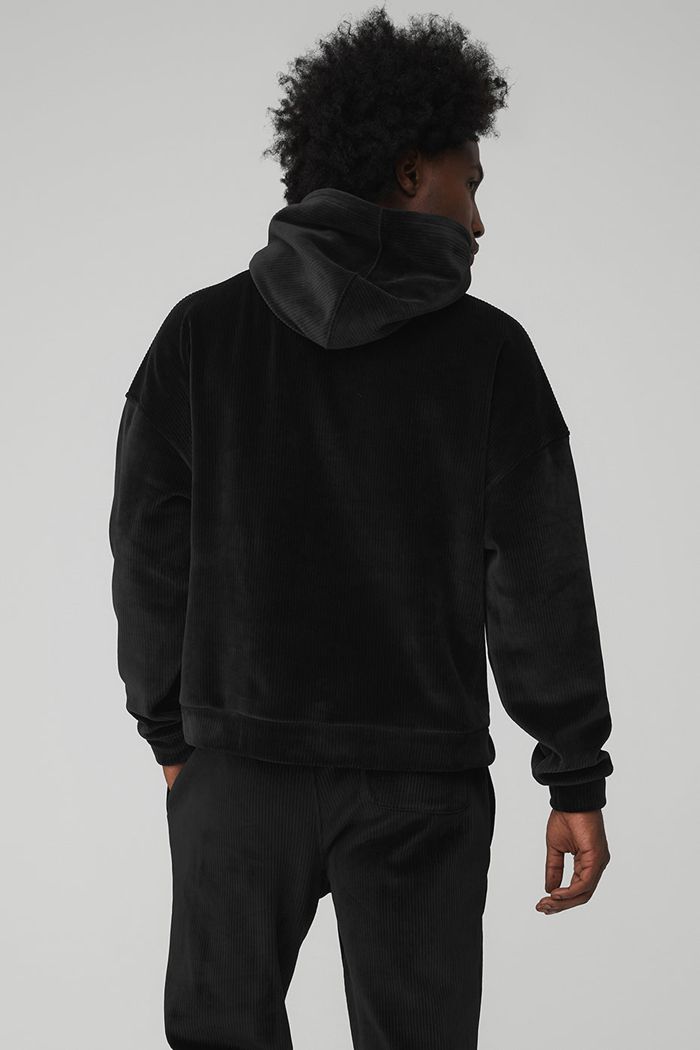 Sudadera Con Capucha Alo Yoga Velour Baller Hombre Negros | 769201LOG