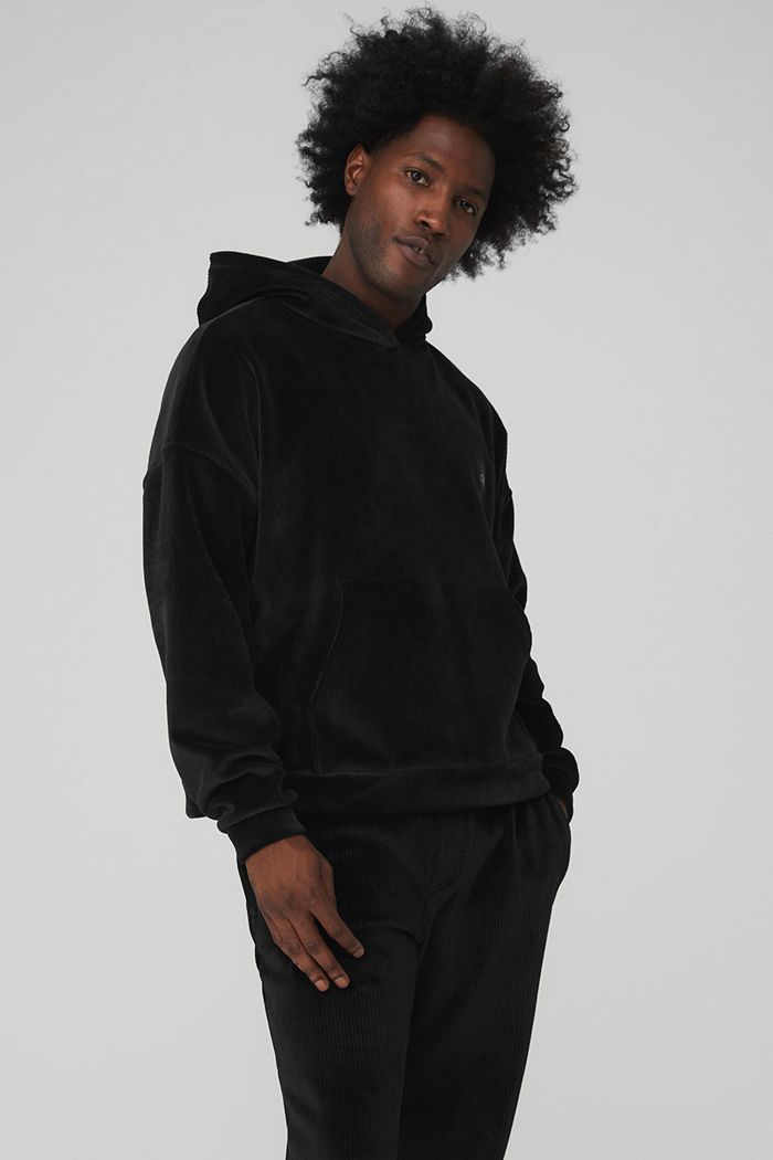 Sudadera Con Capucha Alo Yoga Velour Baller Hombre Negros | 769201LOG