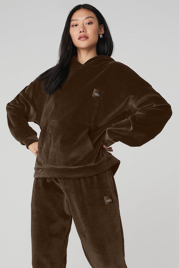 Sudadera Con Capucha Alo Yoga Velour Baller Mujer Negros | 849520HMD