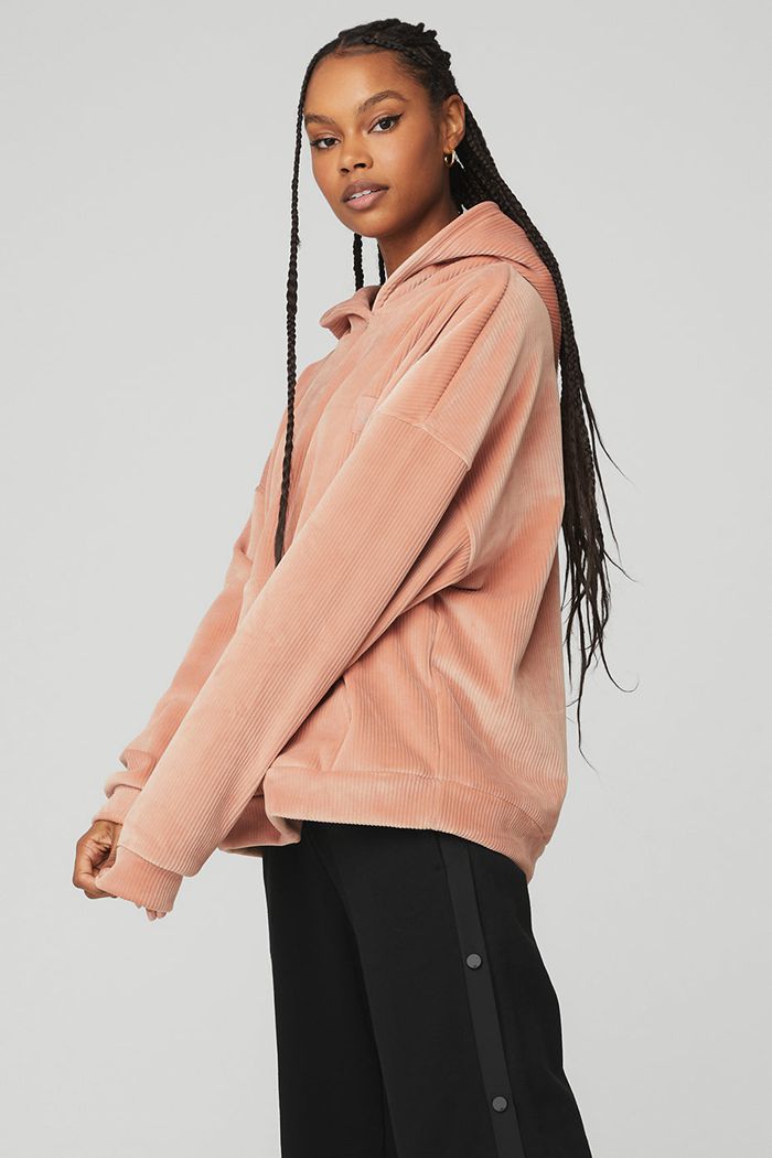 Sudadera Con Capucha Alo Yoga Velour Baller Mujer Rosas | 982401GFJ