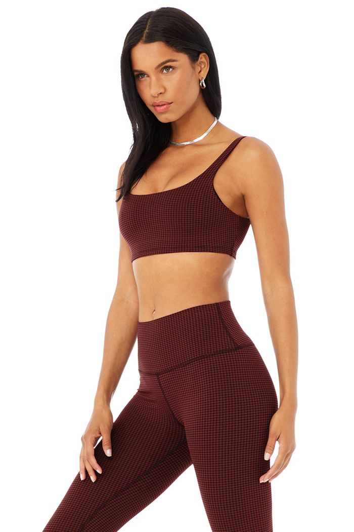 Sujetadores Alo Yoga Micro Houndstooth Mujer Negros | 936457ENP