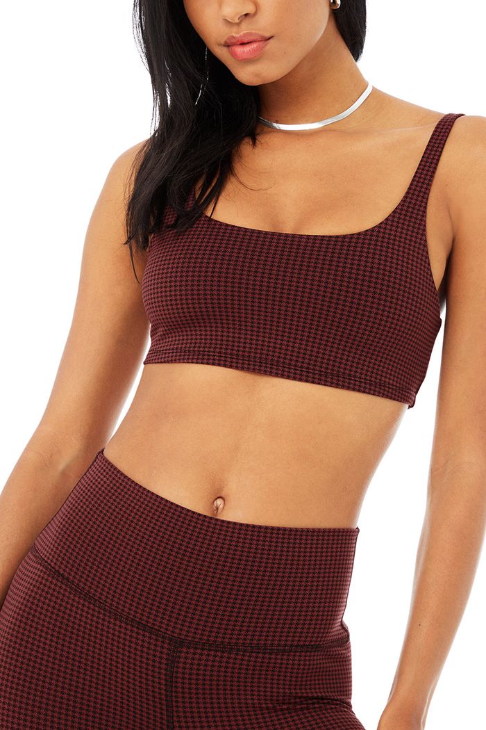 Sujetadores Alo Yoga Micro Houndstooth Mujer Negros | 936457ENP