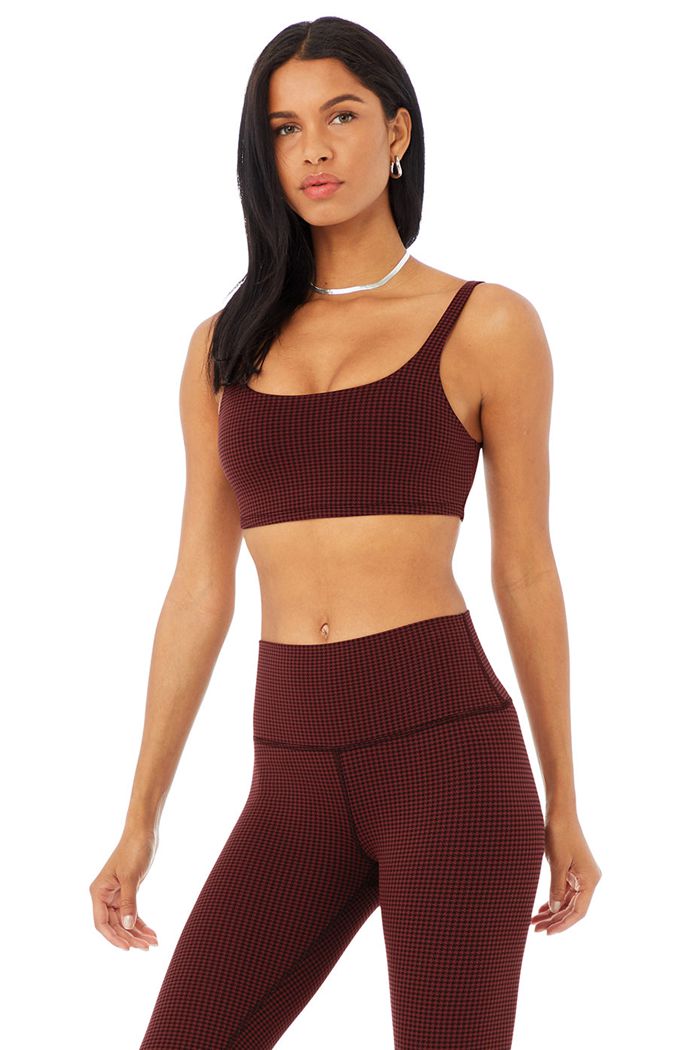 Sujetadores Alo Yoga Micro Houndstooth Mujer Negros | 936457ENP