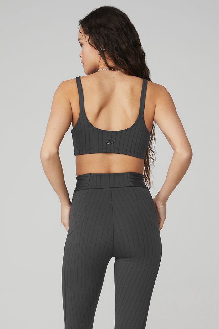 Sujetadores Alo Yoga Pinstripe Mujer Grises Oscuro | 368147MJH