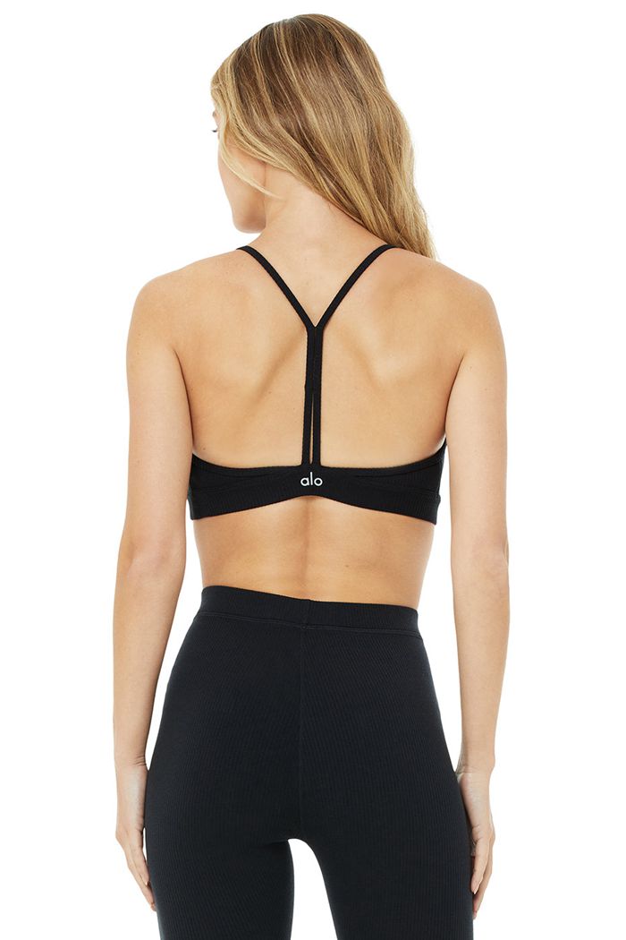 Sujetadores Alo Yoga Ribbed Blissful Mujer Negros | 285713NDP