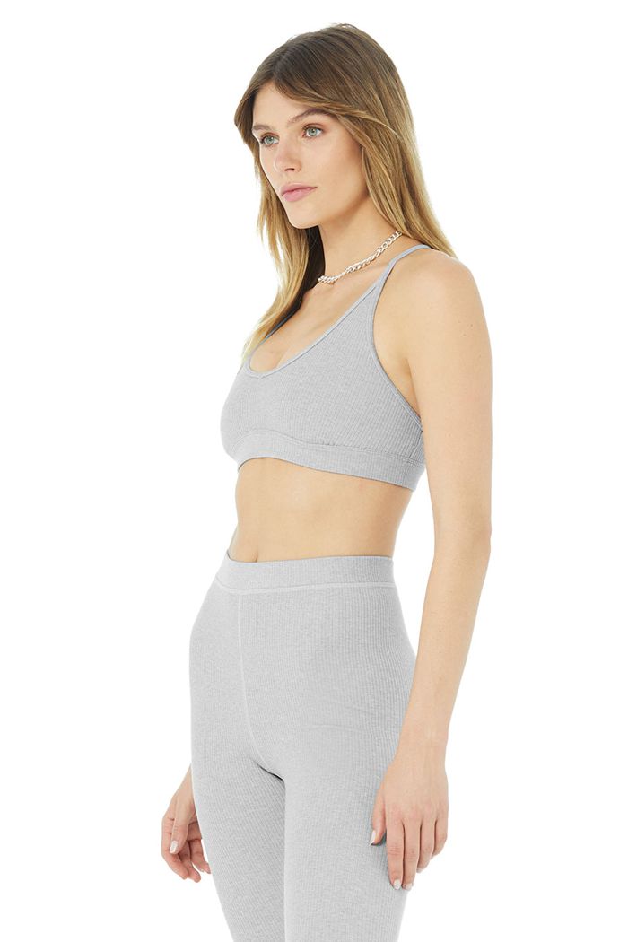 Sujetadores Alo Yoga Ribbed Blissful Mujer Grises | 935081UTH