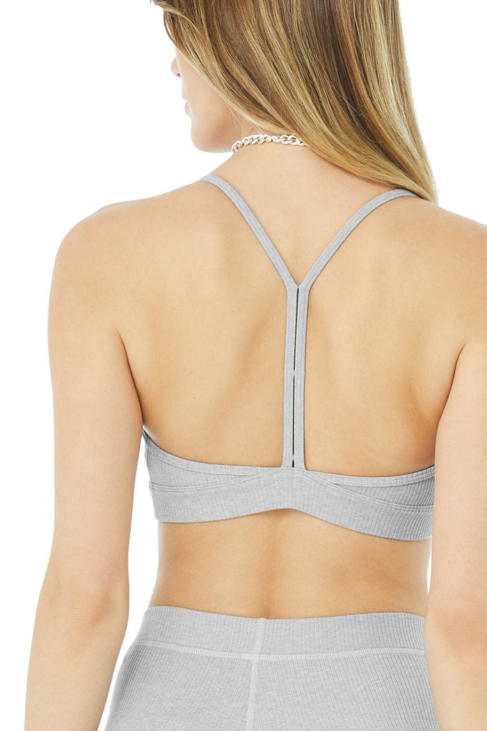 Sujetadores Alo Yoga Ribbed Blissful Mujer Grises | 935081UTH