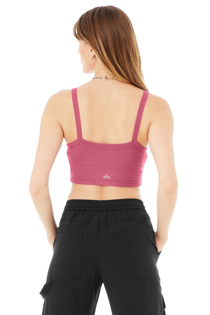 Sujetadores Alo Yoga Ribbed Crop Whisper Mujer Morados | 873592MHQ