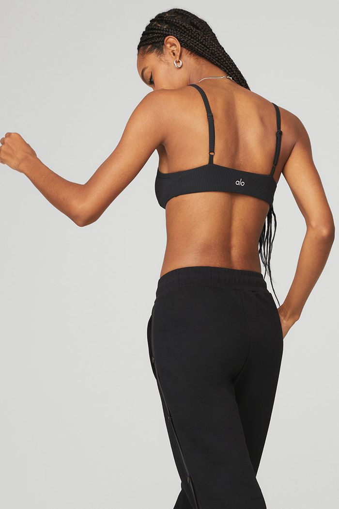 Sujetadores Alo Yoga Ribbed Manifest Mujer Negros | 820695SNU