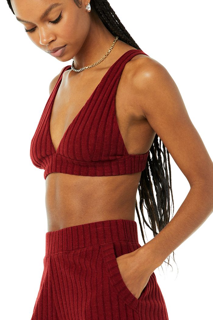 Sujetadores Alo Yoga Ribbed Take Comodidad Mujer Rojos | 687352MHF