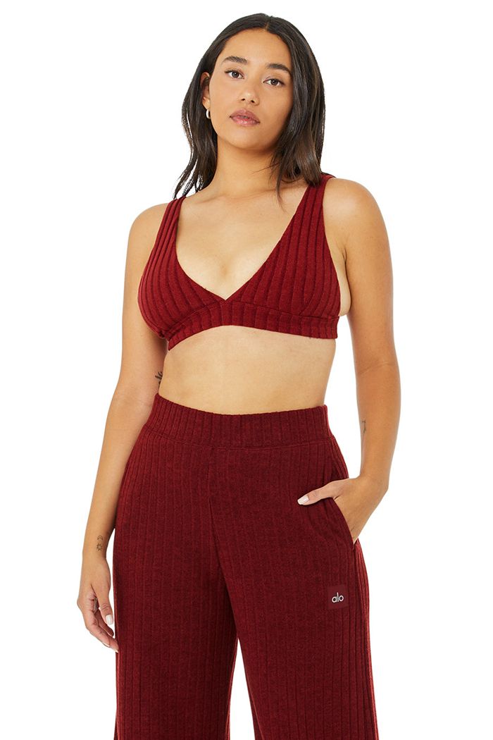 Sujetadores Alo Yoga Ribbed Take Comodidad Mujer Rojos | 687352MHF