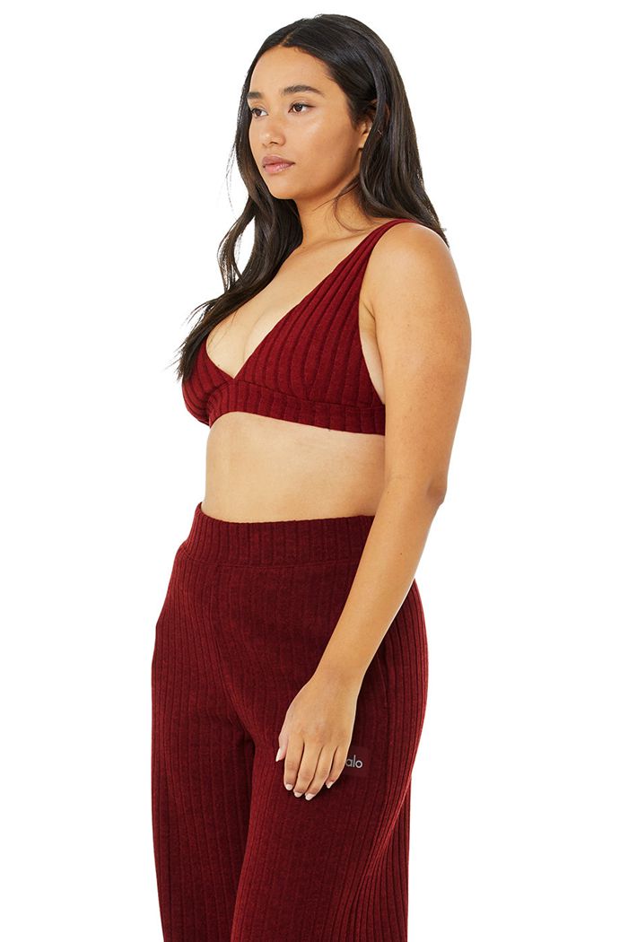 Sujetadores Alo Yoga Ribbed Take Comodidad Mujer Rojos | 687352MHF