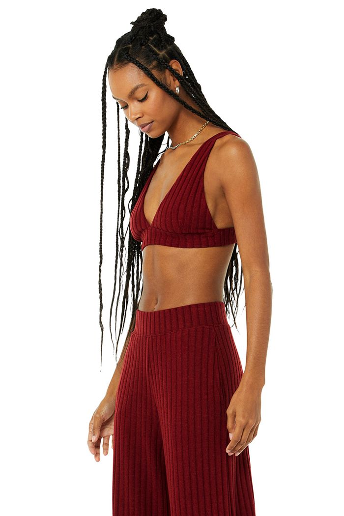 Sujetadores Alo Yoga Ribbed Take Comodidad Mujer Rojos | 687352MHF