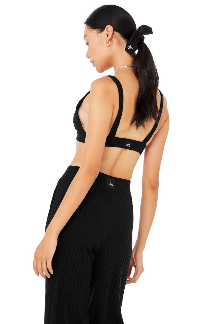 Sujetadores Alo Yoga Ribbed Take Comodidad Mujer Negros | 765402IUL