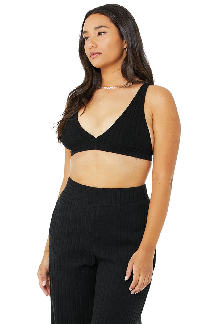 Sujetadores Alo Yoga Ribbed Take Comodidad Mujer Negros | 765402IUL