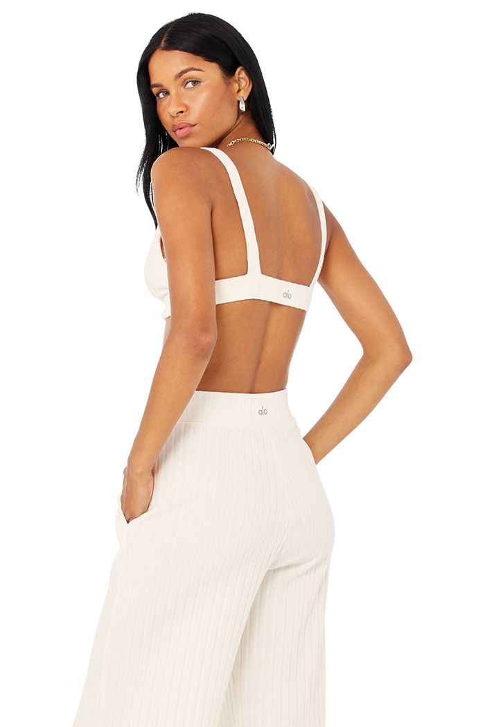 Sujetadores Alo Yoga Ribbed Take Comodidad Mujer Blancos | 936801EXD