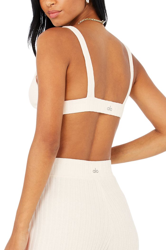 Sujetadores Alo Yoga Ribbed Take Comodidad Mujer Blancos | 936801EXD