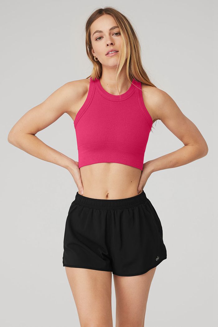 Sujetadores Alo Yoga Seamless Delight High Neck Mujer Rojos | 879543NCL