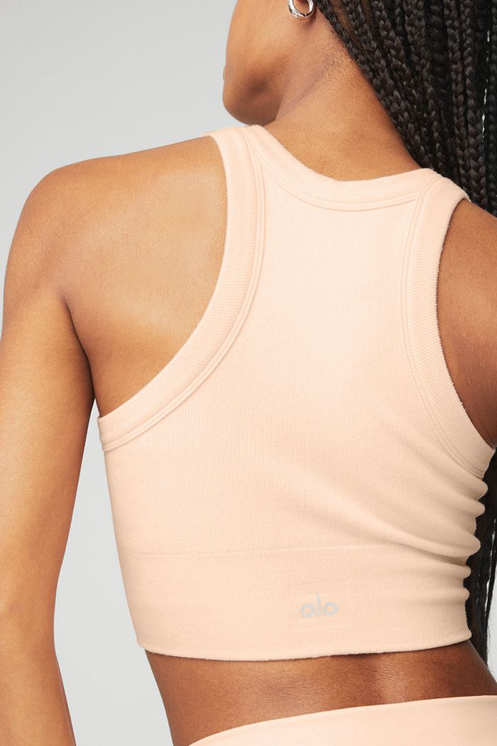 Sujetadores Alo Yoga Seamless Delight High Neck Mujer Beige | 958621MKU