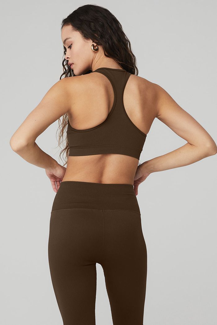 Sujetadores Alo Yoga Seamless Ribbed Mujer Negros | 341956ZNF