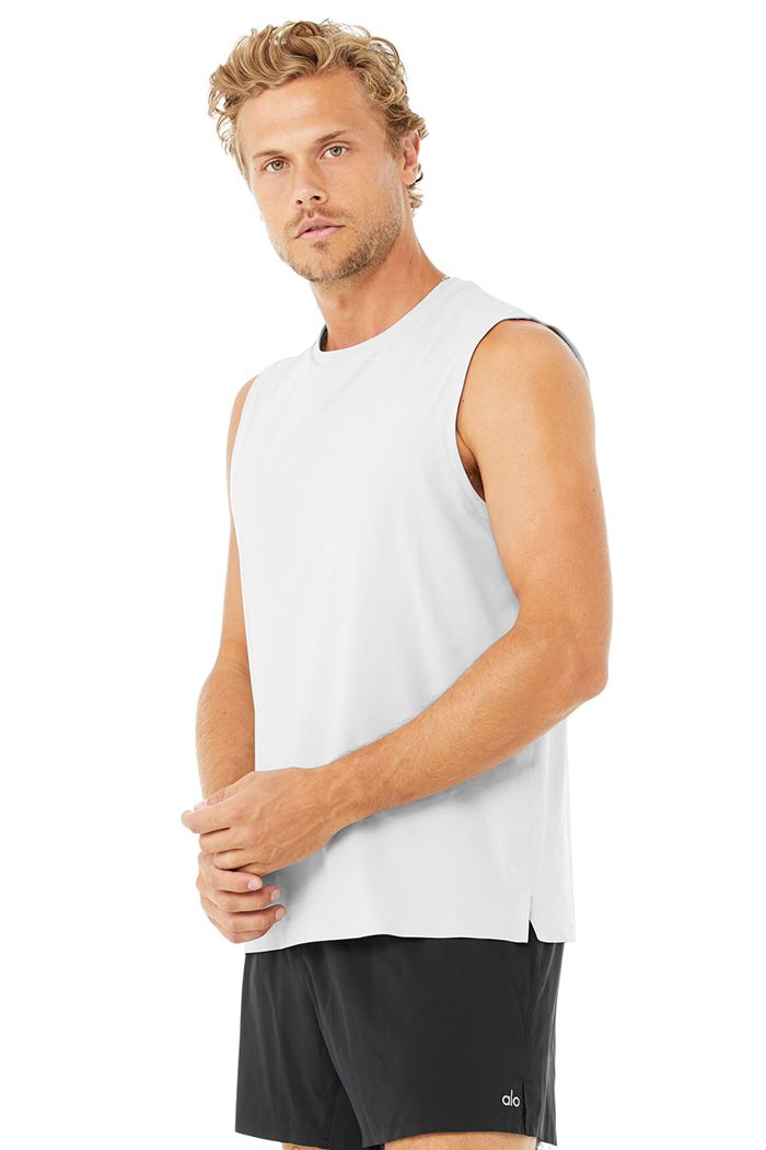 Tank Tops Alo Yoga Idol Performance Hombre Blancos | 538694CLQ