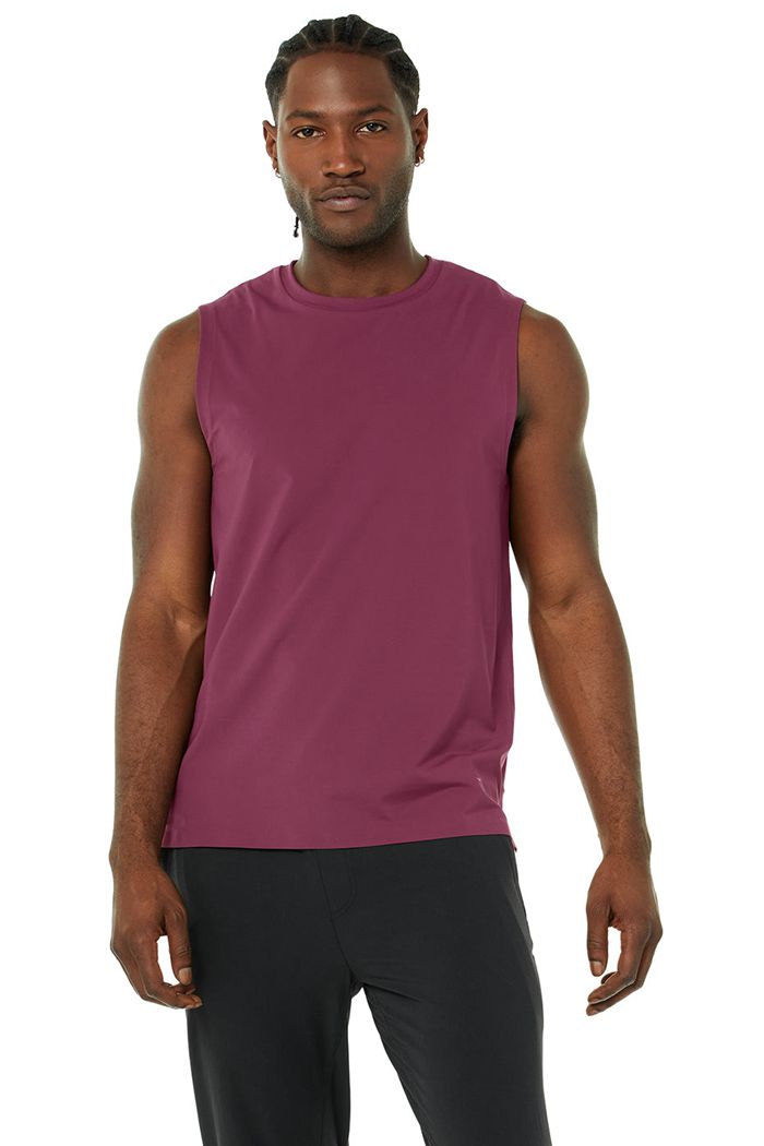 Tank Tops Alo Yoga Idol Performance Hombre Rojos | 931078HNR