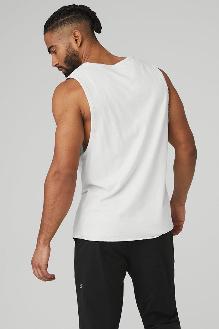 Tank Tops Alo Yoga Society Hombre Blancos | 704965XCW