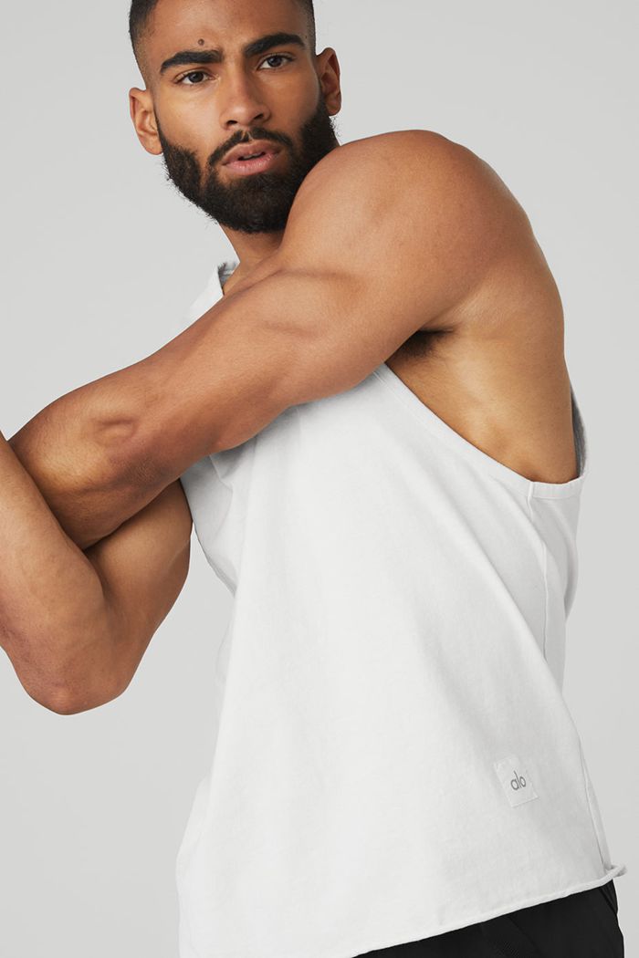 Tank Tops Alo Yoga Society Hombre Blancos | 704965XCW