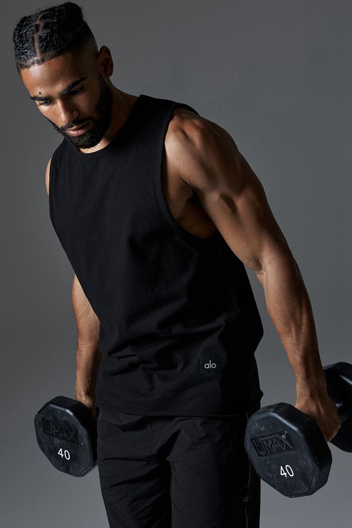 Tank Tops Alo Yoga Society Hombre Negros | 756820WZT